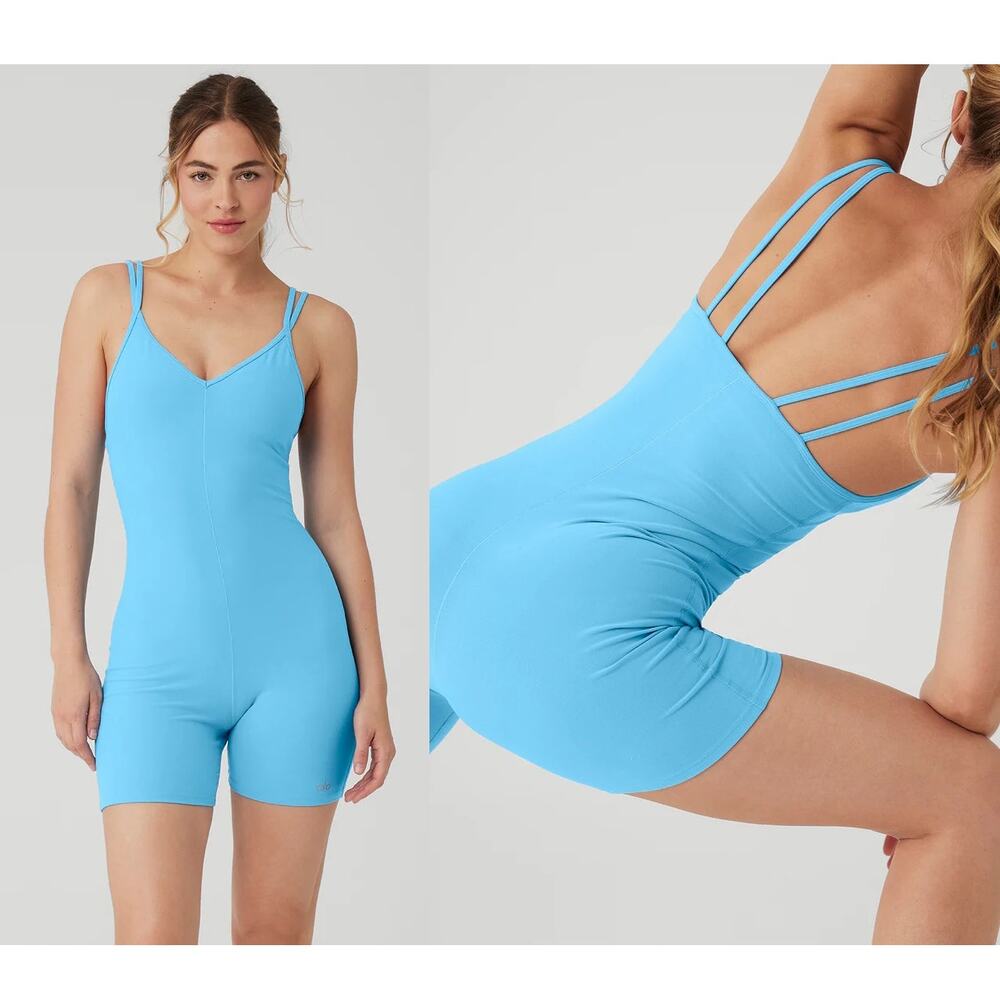 Alo Yoga Alosoft Suns Out Onesie Azure Blue Size Medium Limited Edition Romper